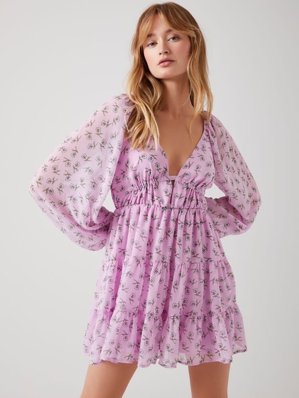 NWT Plunging Purple Cottagecore Dress